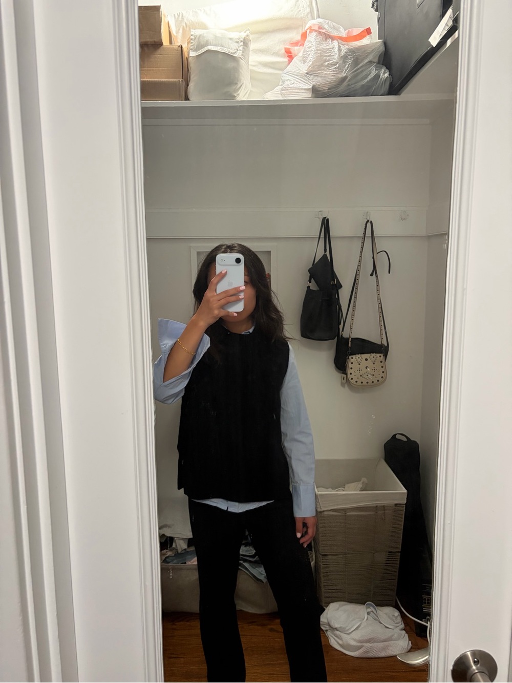 Bloomingdales Black Ribbed-Neck Knit Sweater Vest